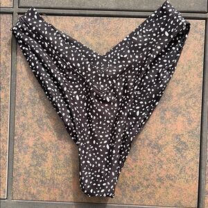 One One Black and White Polka Dot Bikini Bottom Small
